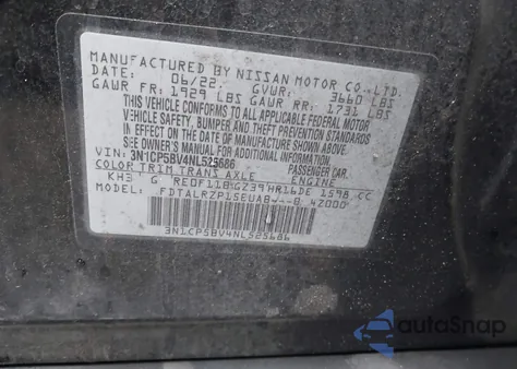 2022 Nissan Kicks S Xtronic Cvt из США, поврежденный, VIN 3N1CP5BV4NL525686